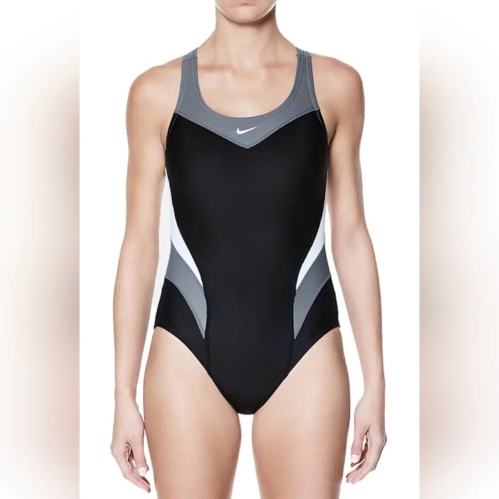 Nike Victory Color Block Power Back Tank Swimsuit Sz 6 Nike NX Fabric